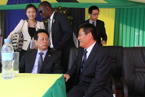 2014年4月27日，在中國(guó)政府援建的坦桑尼亞心臟外科診療中心交接儀式上向人大副委員長(zhǎng)陳昌智匯報(bào)醫(yī)療隊(duì)工作